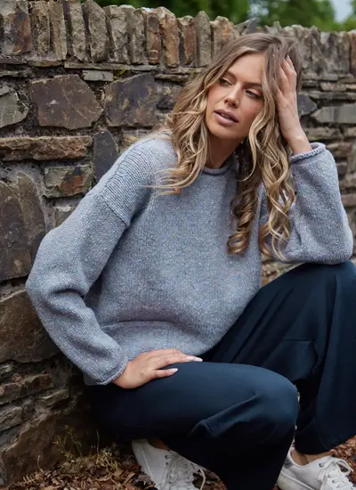 Fisherman Donegal Fleck Roll Neck Pocket Sweater